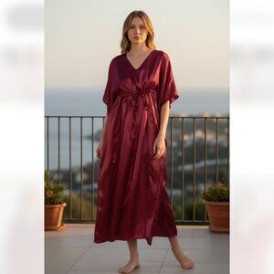 NWT Gypsie Blu Satin Silk Kaftan for  Sleepwear Maxi Dress A Nightgown Kaftan